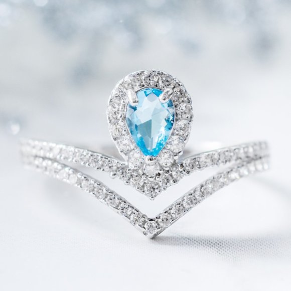 Blue Topaz Gemstone ring, size 7, 925 Sterling Silver Charmed Aroma - Picture 1 of 4